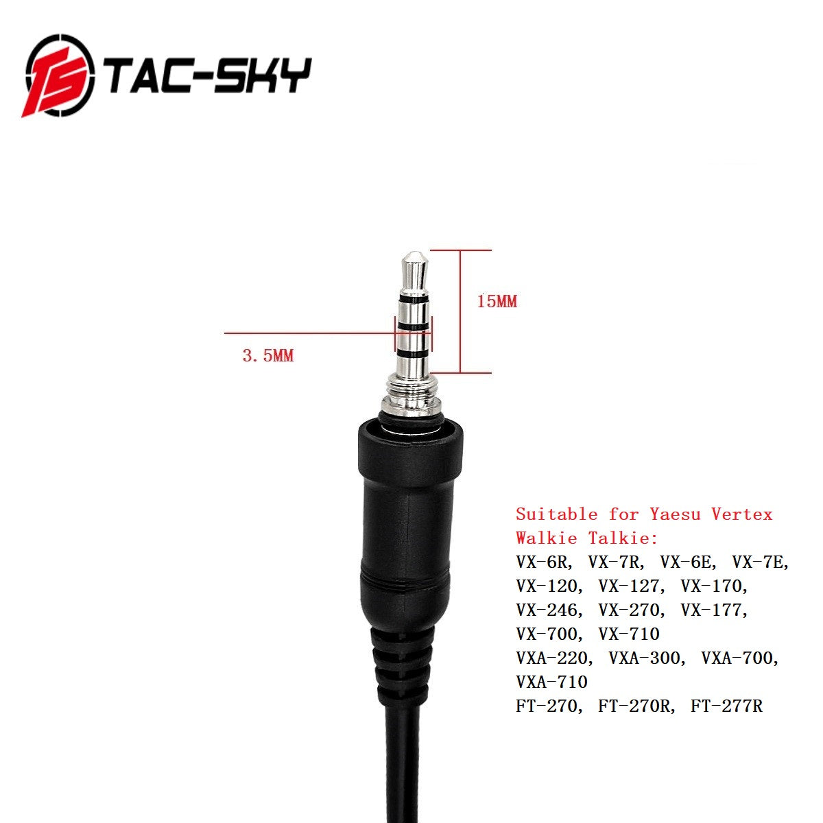 TS TAC-SKY Tactical PTT Adapter Compatible with Yaesu VX-6R/VX-7R 1 Pin Plug Intercom