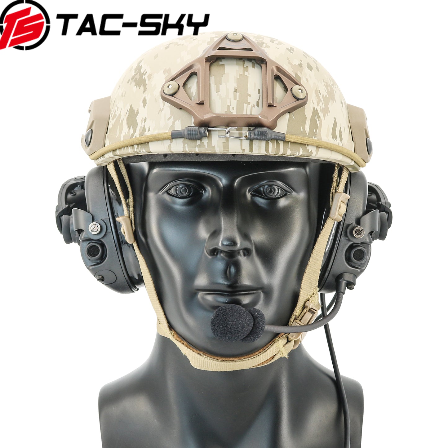 TS TAC-SKY MH303 Noise Canceling Tactical Headset Helmet Bracket for ARC Rail + V2 PTT