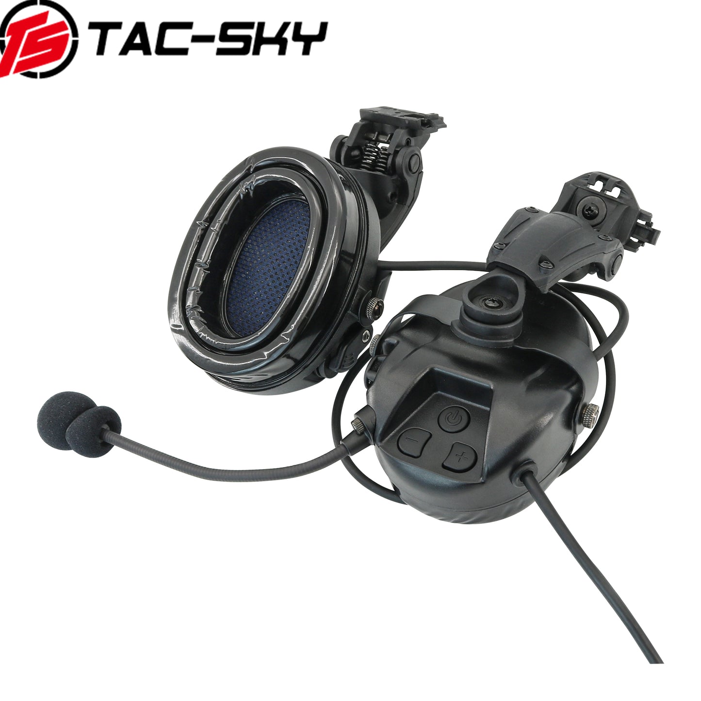 TS TAC-SKY MH303 Noise Canceling Tactical Headset Helmet Bracket for ARC Rail + V2 PTT