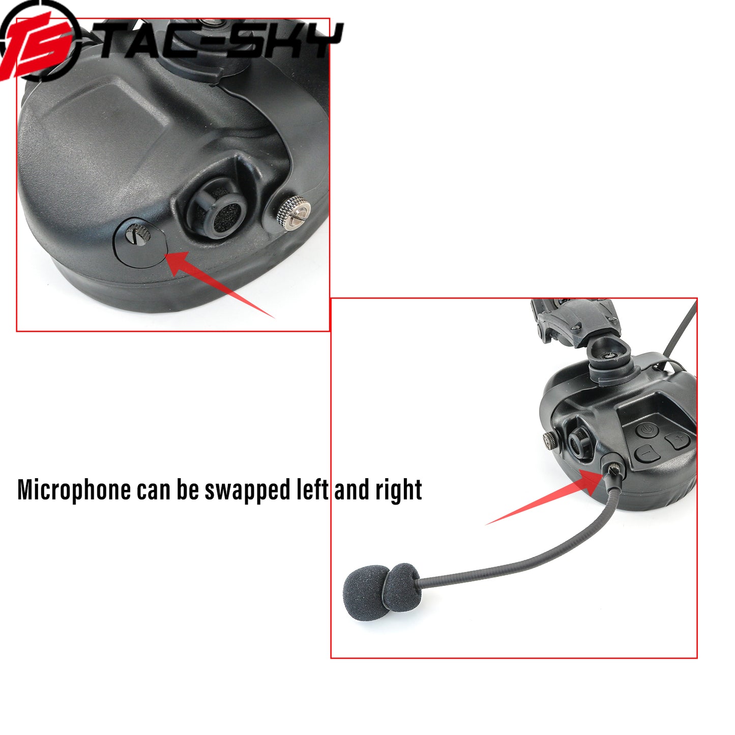 TS TAC-SKY MH303 Noise Canceling Tactical Headset Helmet Bracket for ARC Rail + V2 PTT
