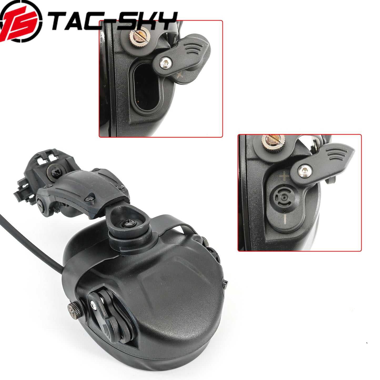 TS TAC-SKY MH303 Noise Canceling Tactical Headset Helmet Bracket for ARC Rail + V2 PTT