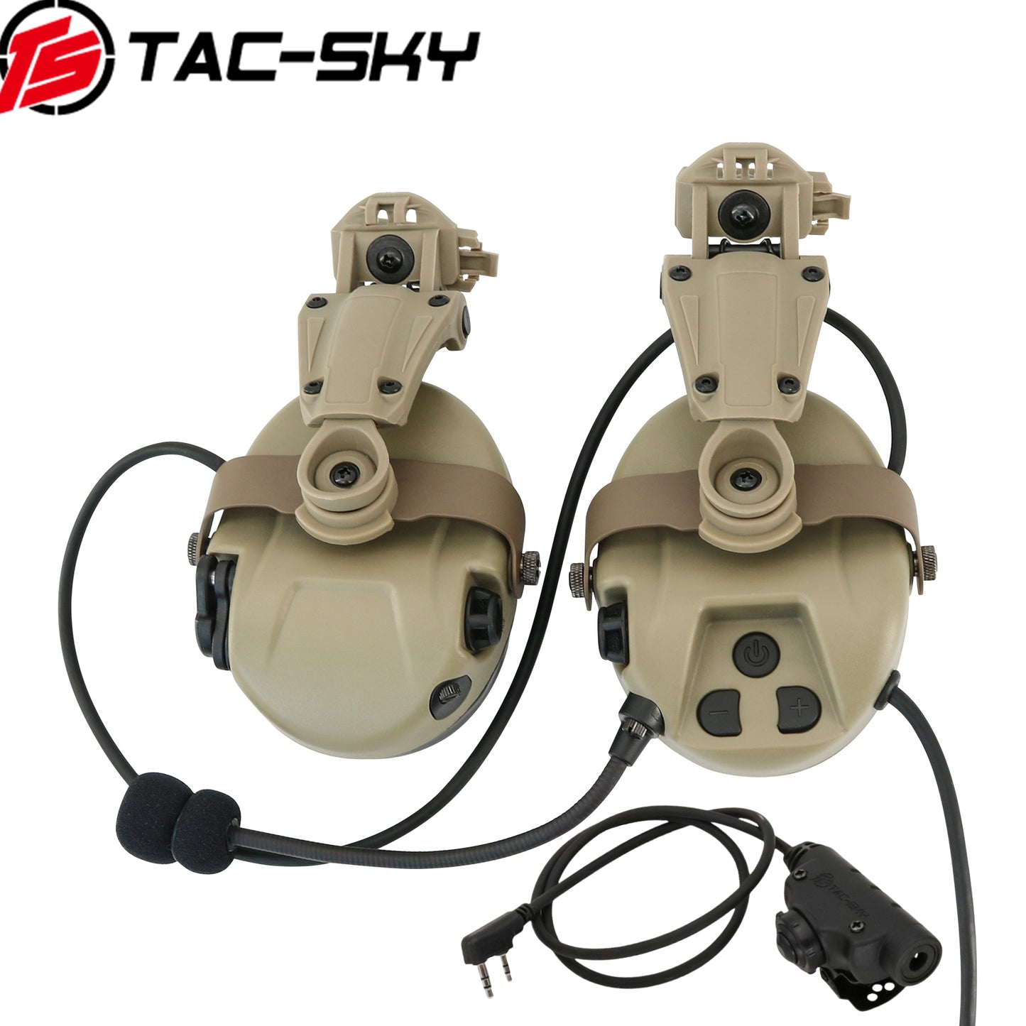 TS TAC-SKY MH303 Noise Canceling Tactical Headset Helmet Bracket for ARC Rail + V2 PTT