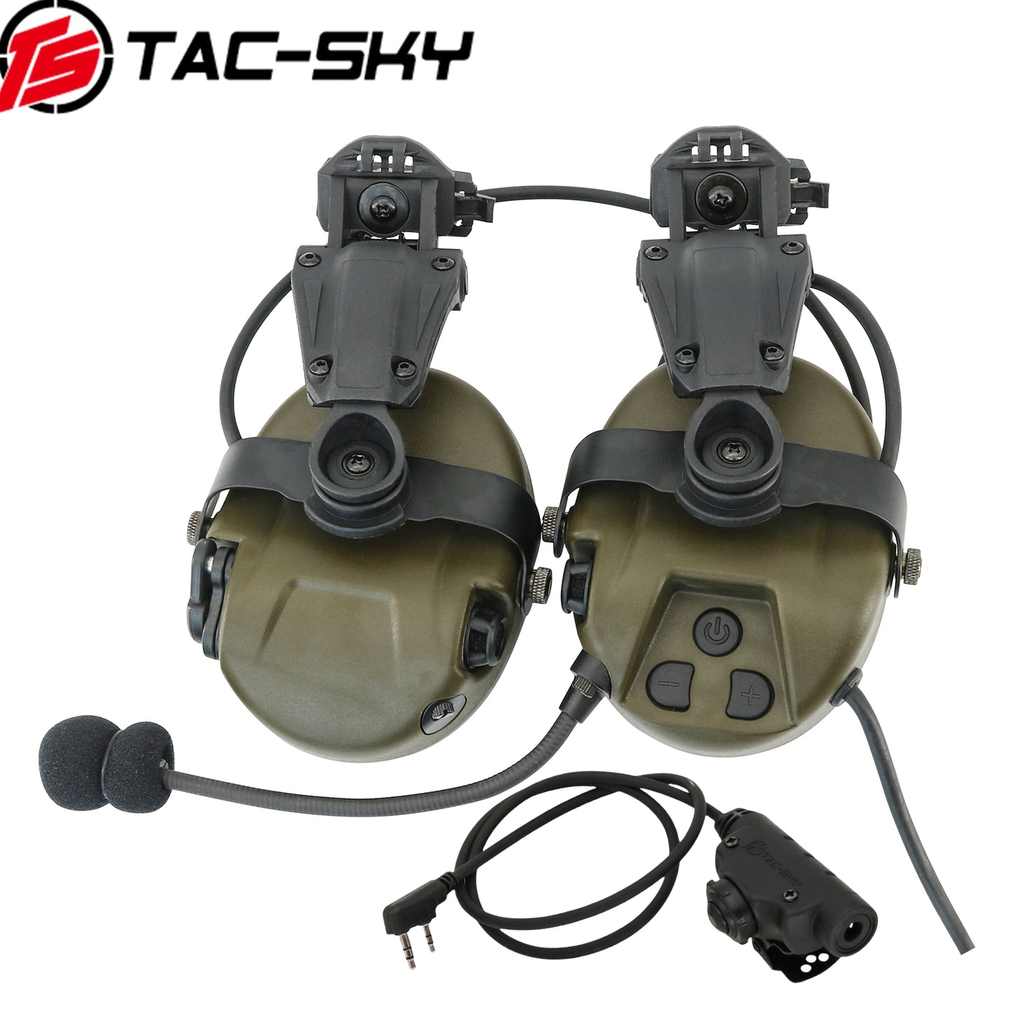 TS TAC-SKY MH303 Noise Canceling Tactical Headset Helmet Bracket for ARC Rail + V2 PTT