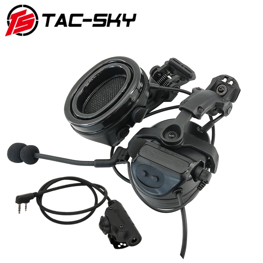 TSTAC-SKY 2.0 Mlok Rail Helmet Mounting C3 Tactical Headset Hearing Protection + V2 PTT