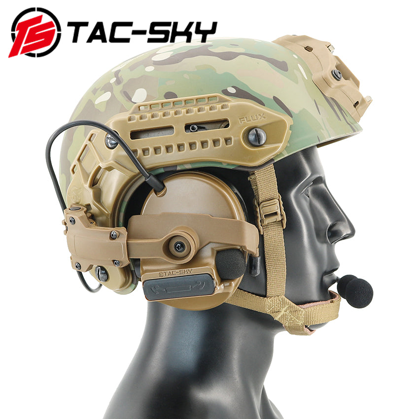 TSTAC-SKY 2.0 Mlok Rail Helmet Mounting C3 Tactical Headset Hearing Protection + V2 PTT