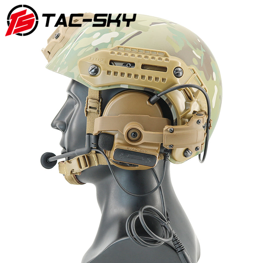 TSTAC-SKY 2.0 Mlok Rail Helmet Mounting C3 Tactical Headset Hearing Protection + V2 PTT