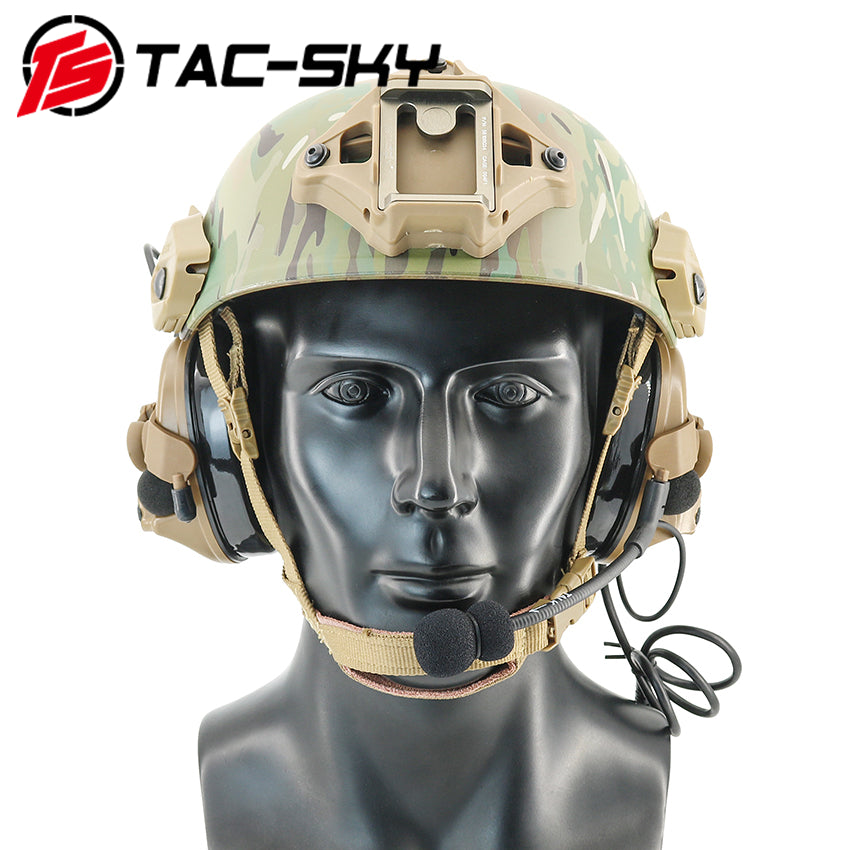 TSTAC-SKY 2.0 Mlok Rail Helmet Mounting C3 Tactical Headset Hearing Protection + V2 PTT
