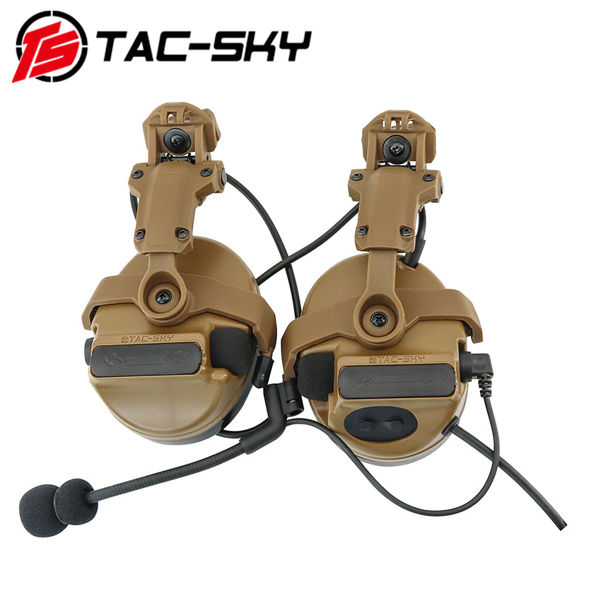 TSTAC-SKY 2.0 Mlok Rail Helmet Mounting C3 Tactical Headset Hearing Protection + V2 PTT