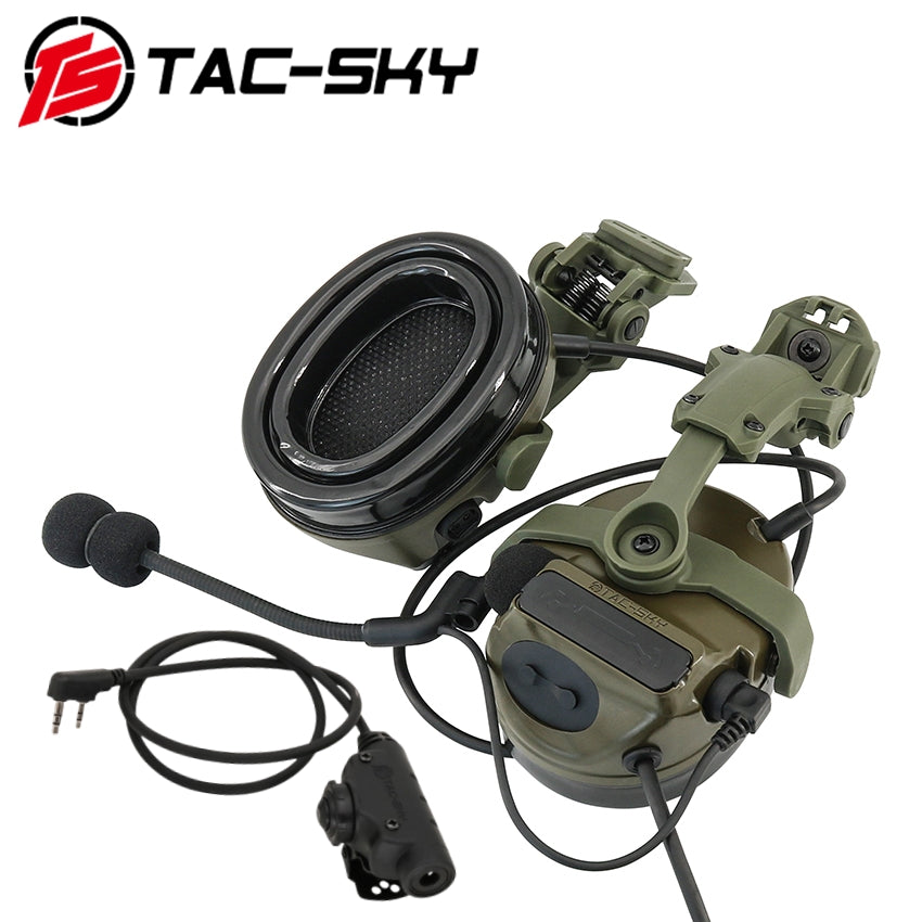 TSTAC-SKY 2.0 Mlok Rail Helmet Mounting C3 Tactical Headset Hearing Protection + V2 PTT