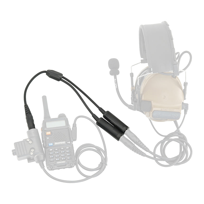 T TAC-SKY Dual Pass to Single Pass Adapter Cable Compatible with C2/C3 Tactical Headset