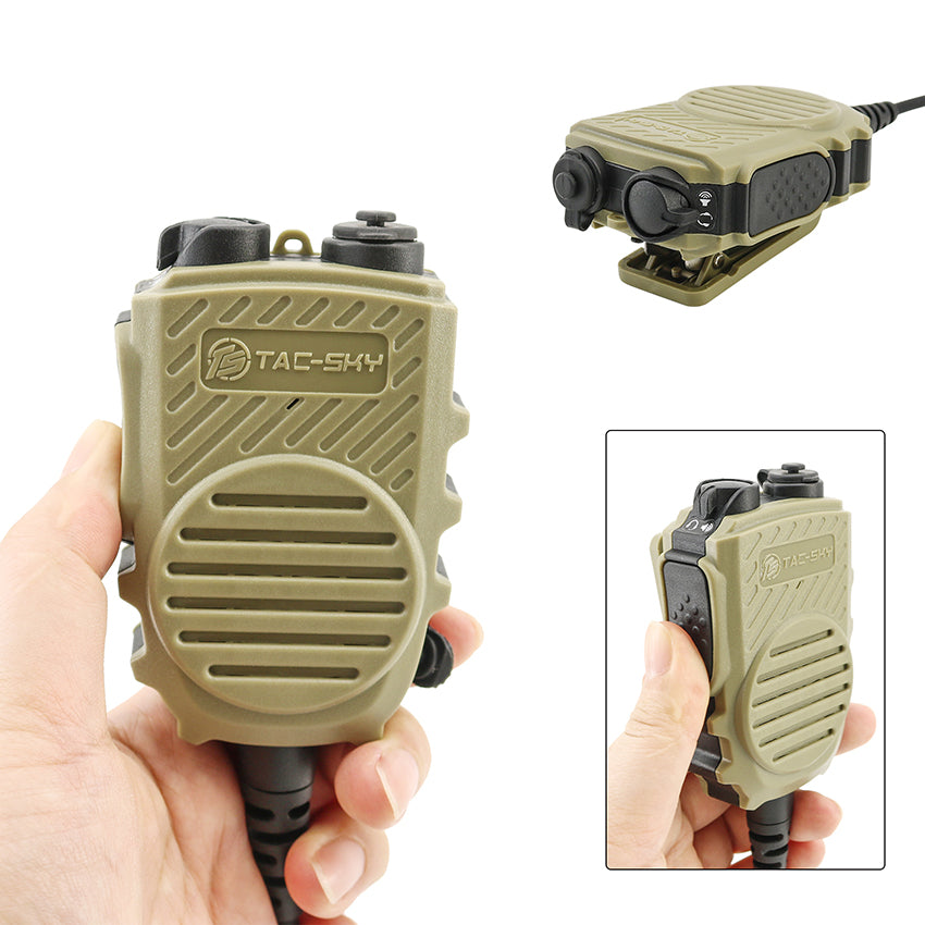 TS TAC-SKY Tactical Handheld Microphone PTT 3.5mm Jack/K 2 Pin Plug Compatible with Comta II/III Headset