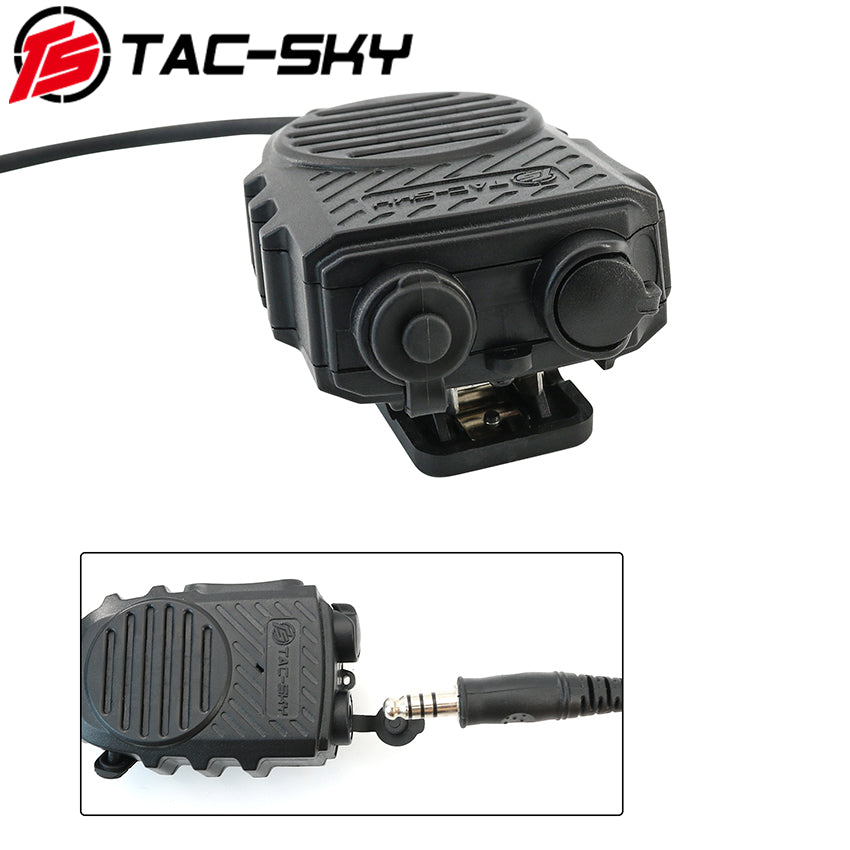TS TAC-SKY Mini Single Side Wired Earbud 3.5mm + 6-Pin Handheld Microphone PTT