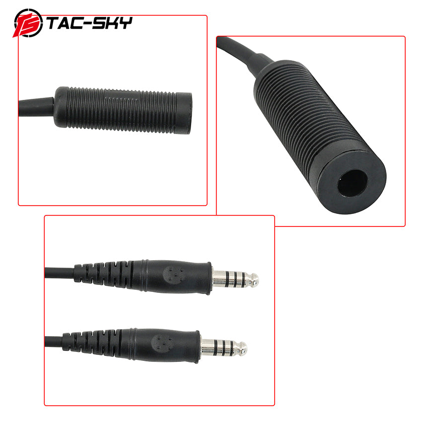 TAC-SKY New Military Tactical Headset Adapter Single Pass to Dual Pass Cable for COMTA SORDIN Shooting Headsets for Airsoft