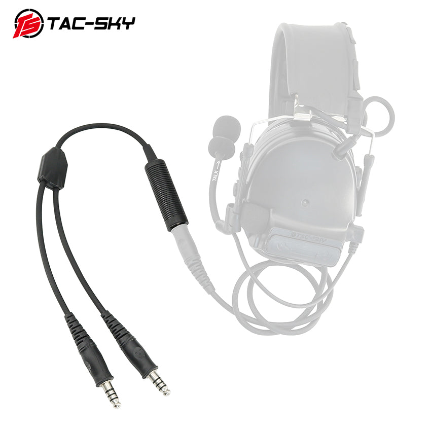 TAC-SKY New Military Tactical Headset Adapter Single Pass to Dual Pass Cable for COMTA SORDIN Shooting Headsets for Airsoft