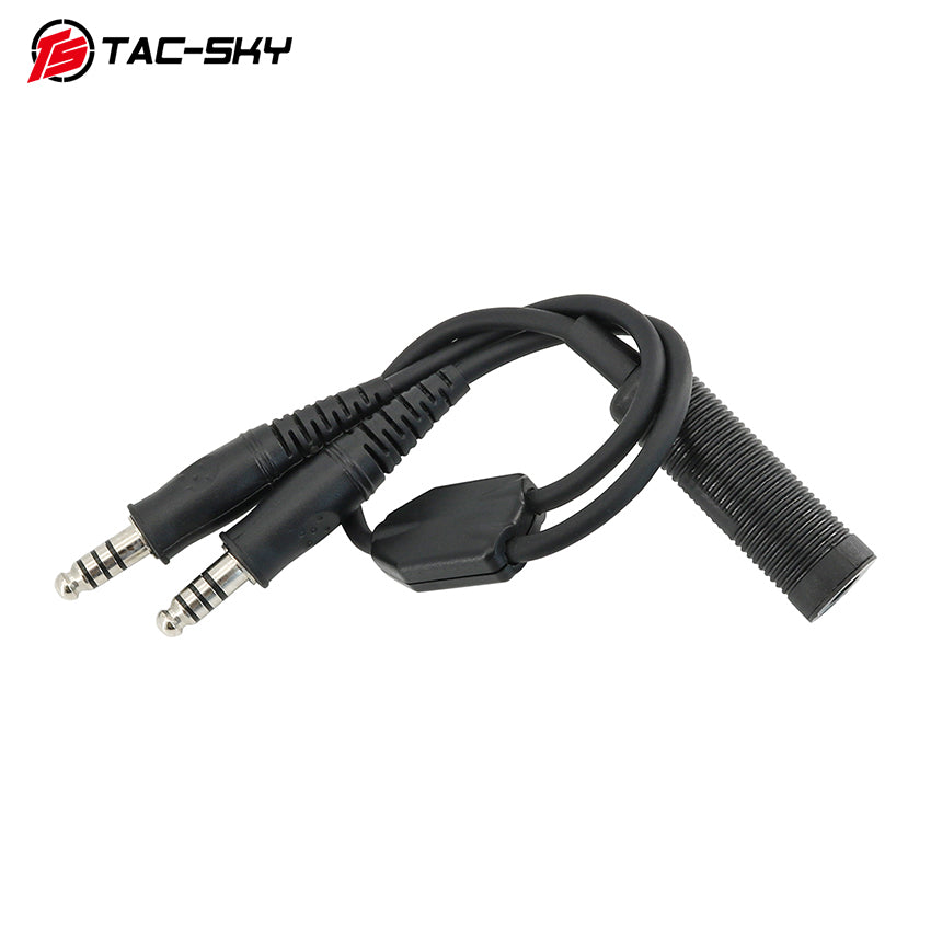TAC-SKY New Military Tactical Headset Adapter Single Pass to Dual Pass Cable for COMTA SORDIN Shooting Headsets for Airsoft