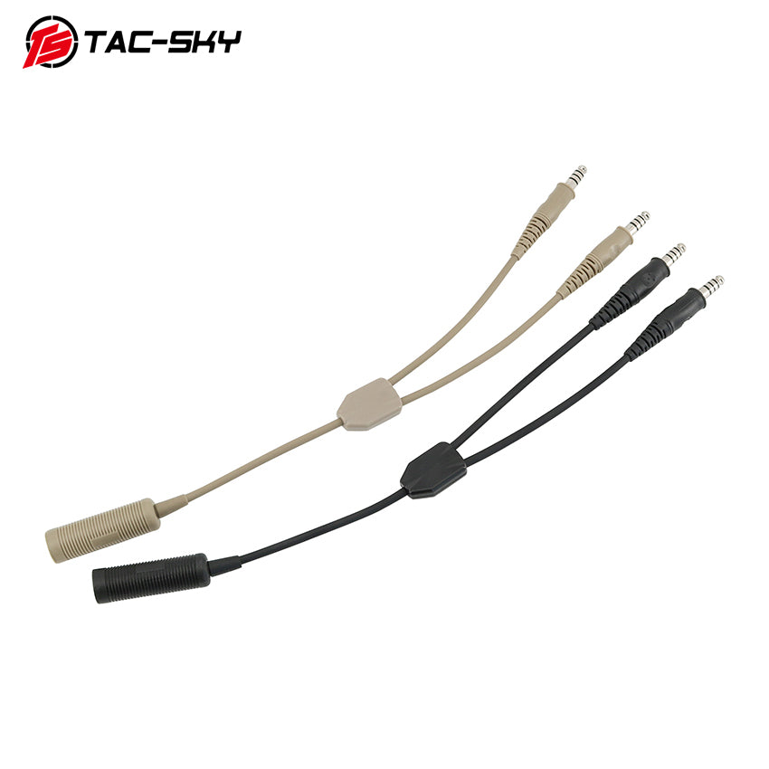 TAC-SKY New Military Tactical Headset Adapter Single Pass to Dual Pass Cable for COMTA SORDIN Shooting Headsets for Airsoft