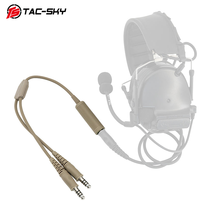 TAC-SKY New Military Tactical Headset Adapter Single Pass to Dual Pass Cable for COMTA SORDIN Shooting Headsets for Airsoft