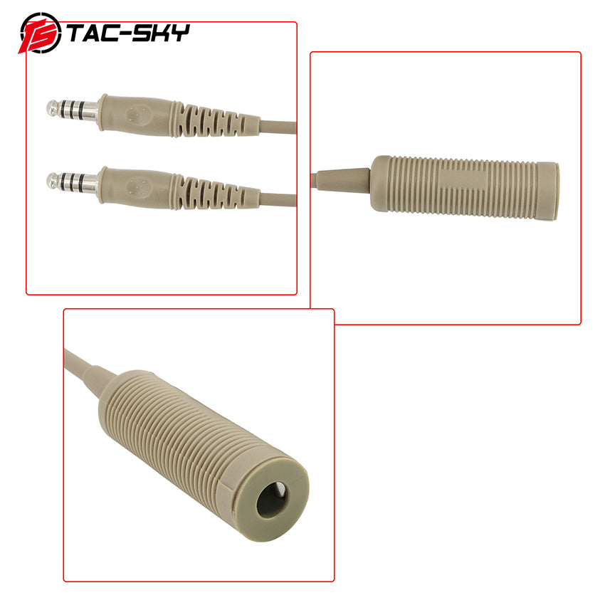 TAC-SKY New Military Tactical Headset Adapter Single Pass to Dual Pass Cable for COMTA SORDIN Shooting Headsets for Airsoft