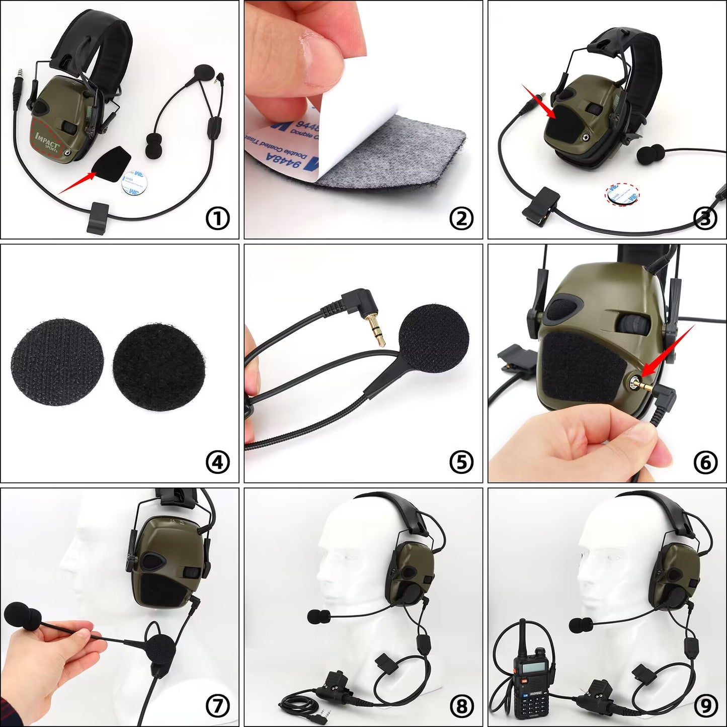 TAC-SKY Tactical Headset kit Y Cable with Microphone and U94 PTT Adapter Compatible with Sordin Supreme Pro Ipsc Version Headset