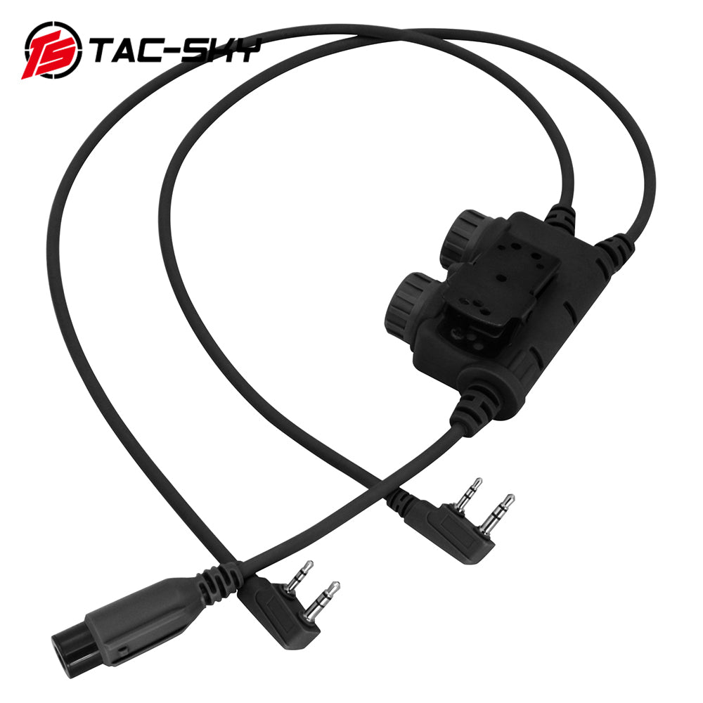 TS TAC-SKY Dual Communication PTT K 2 Pin Plug Compatible with COMTA Tactical Headset
