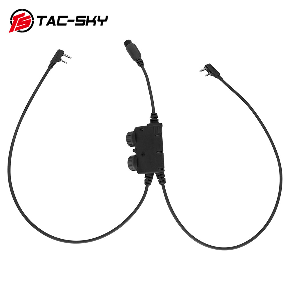 TS TAC-SKY Dual Communication PTT K 2 Pin Plug Compatible with COMTA Tactical Headset
