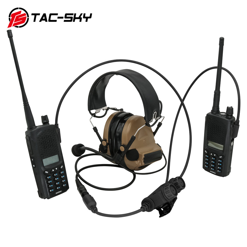 TS TAC-SKY Dual Communication PTT K 2 Pin Plug Compatible with COMTA Tactical Headset