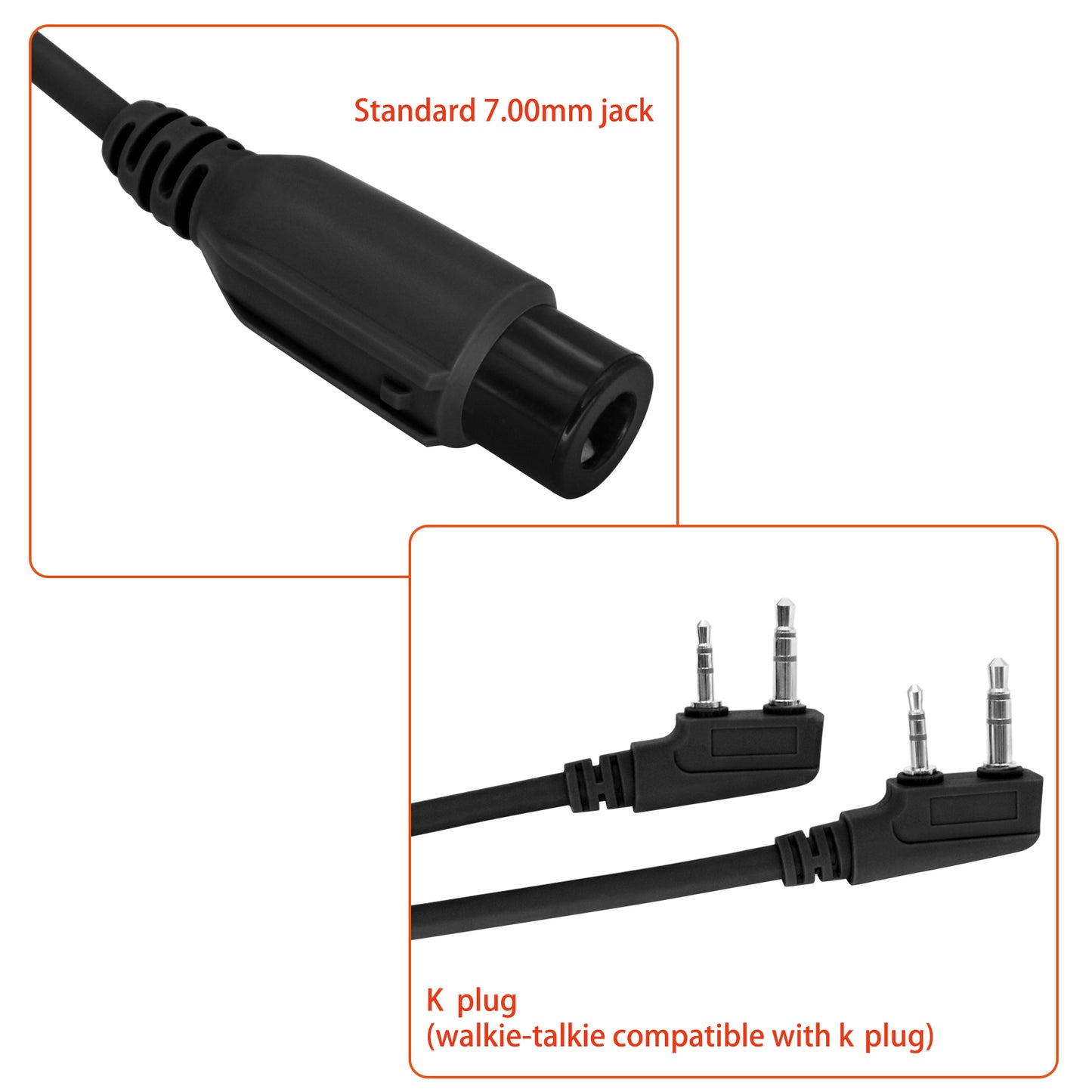 TS TAC-SKY Dual Communication PTT K 2 Pin Plug Compatible with COMTA Tactical Headset