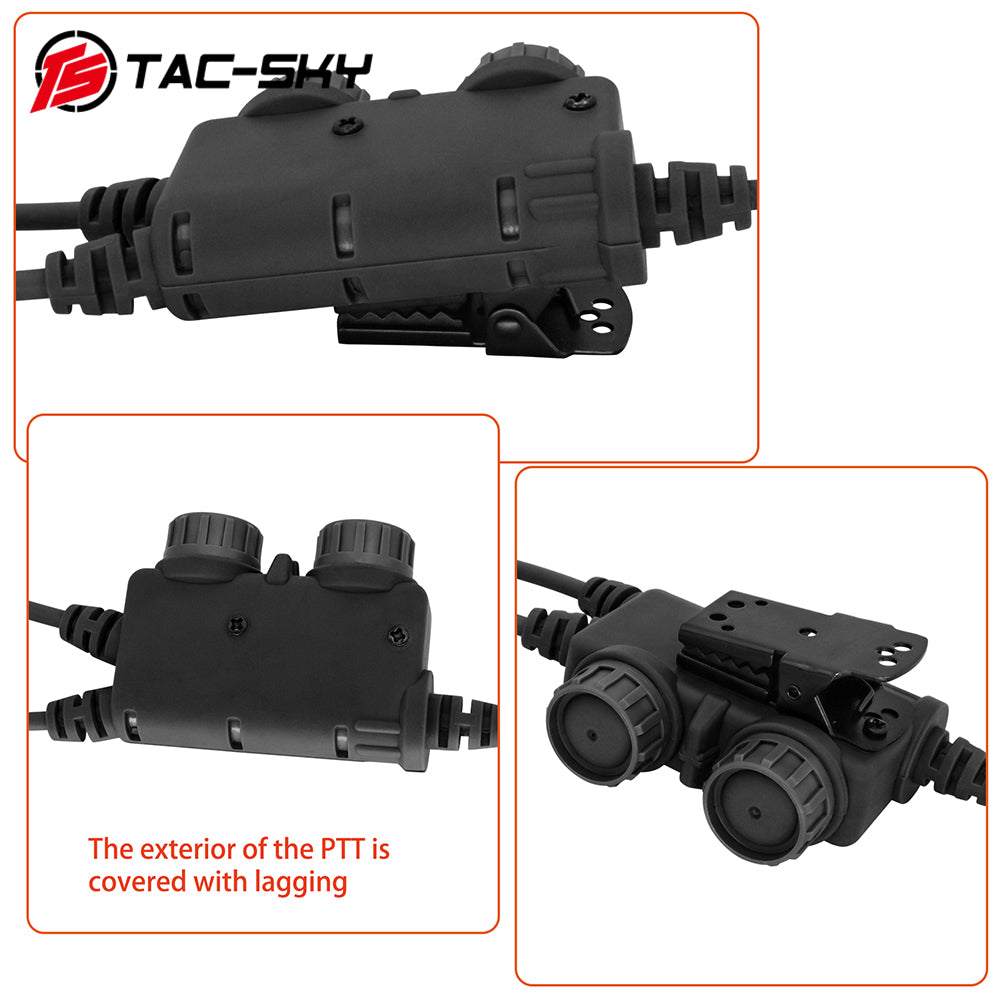 TS TAC-SKY Dual Communication PTT K 2 Pin Plug Compatible with COMTA Tactical Headset