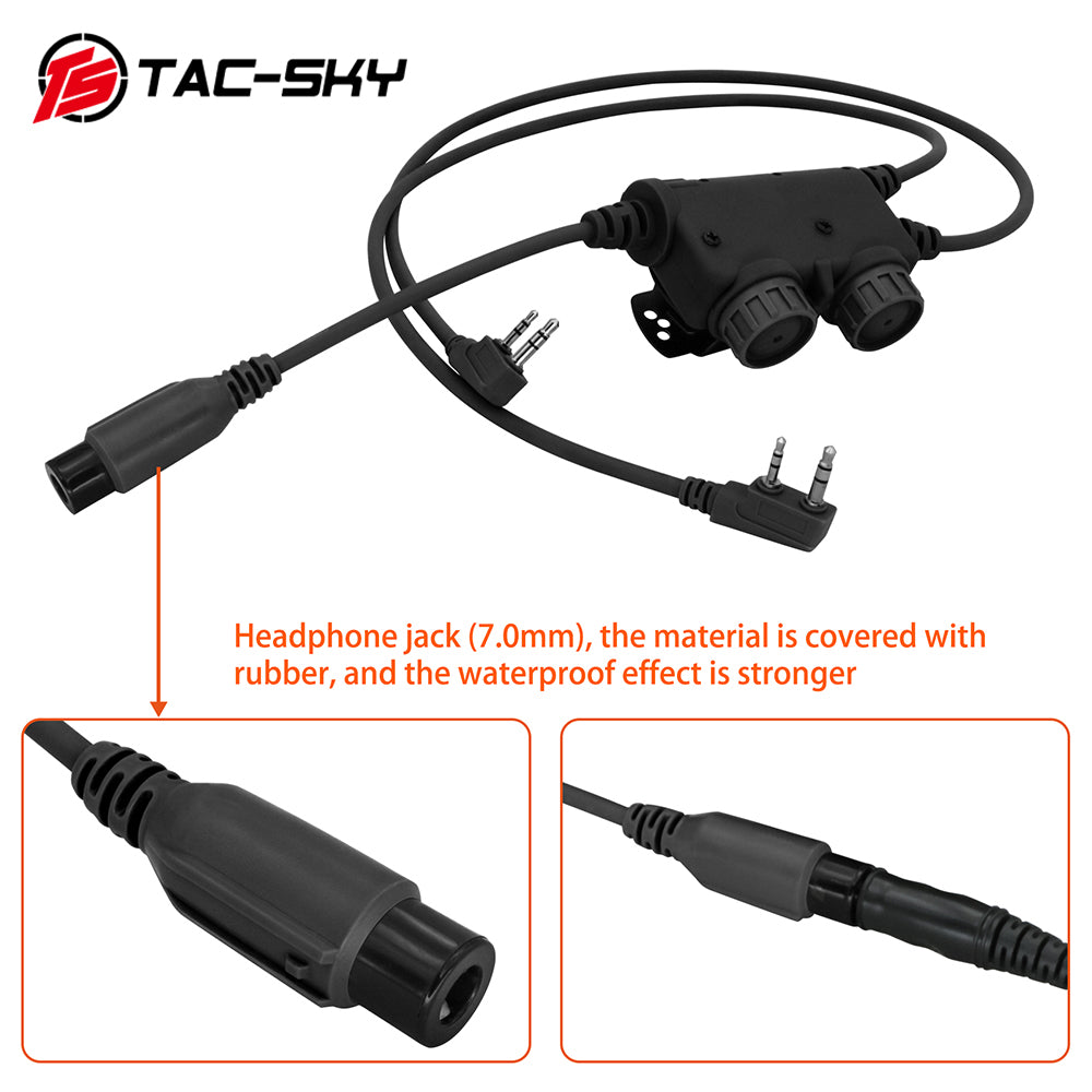TS TAC-SKY Dual Communication PTT K 2 Pin Plug Compatible with COMTA Tactical Headset