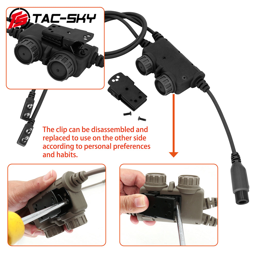 TS TAC-SKY Dual Communication PTT K 2 Pin Plug Compatible with COMTA Tactical Headset