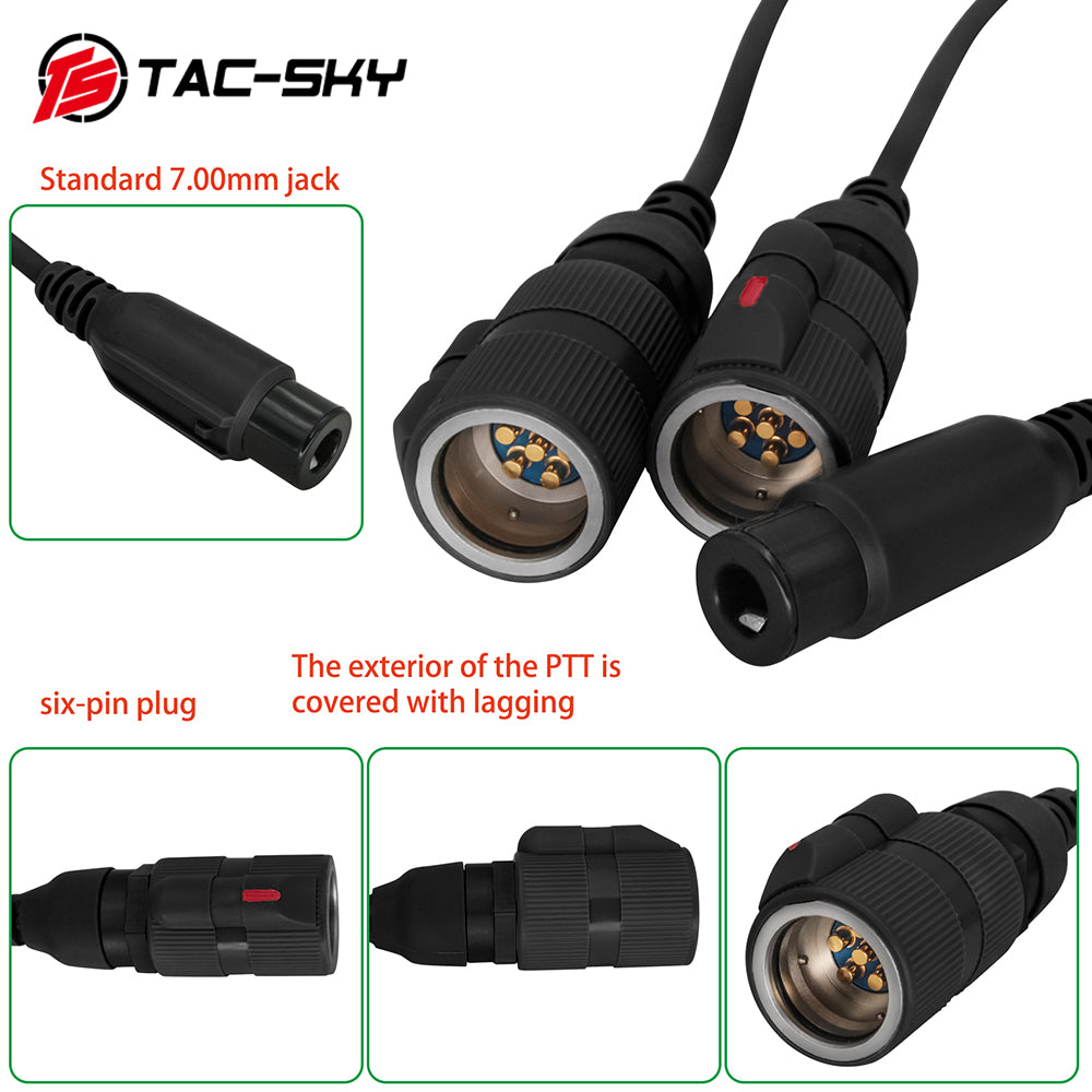 TS TAC-SKY Tactical Headsets Dual-Communication 6 Pin PTT Compatible with PRC 148/152 walkie-talkies