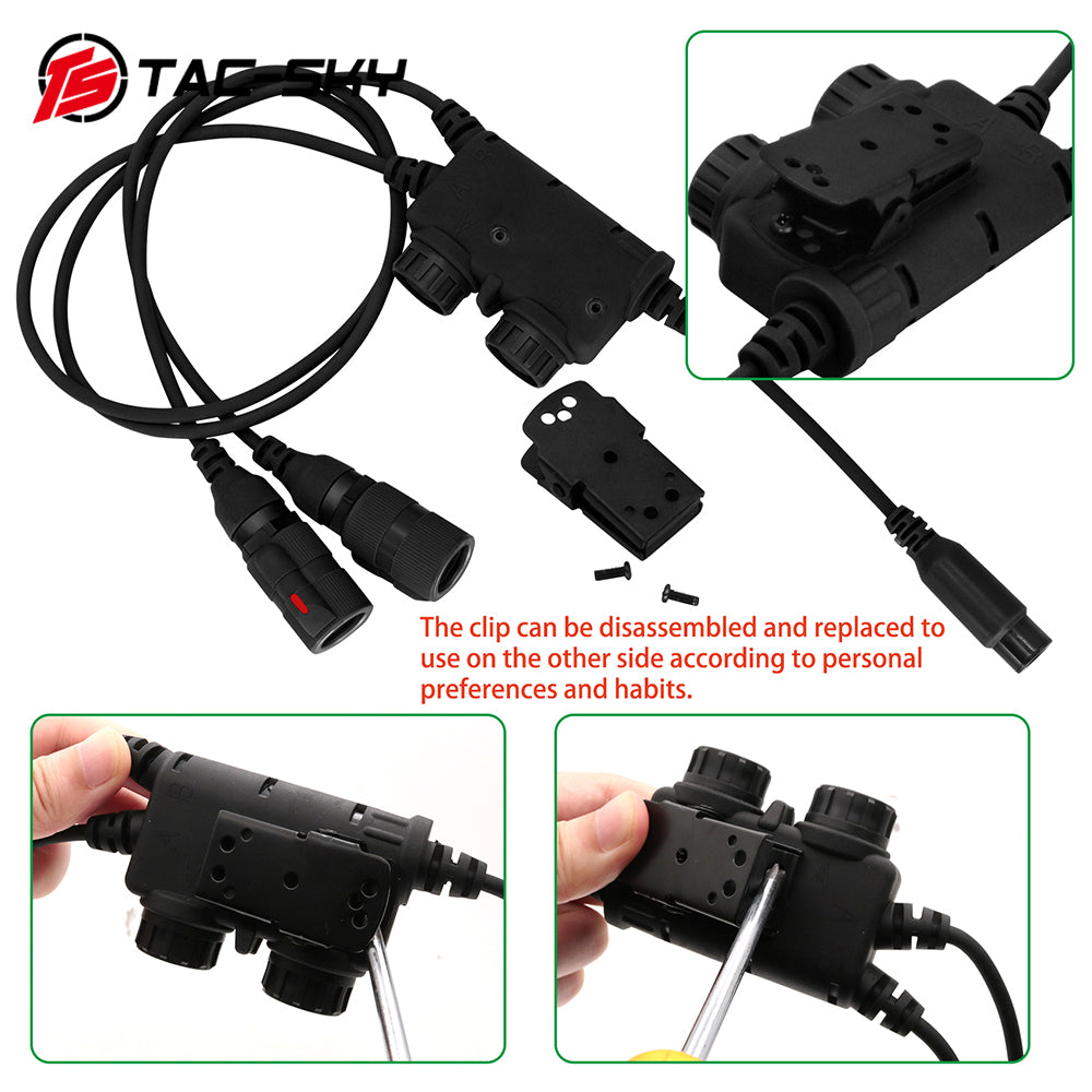 TS TAC-SKY Tactical Headsets Dual-Communication 6 Pin PTT Compatible with PRC 148/152 walkie-talkies