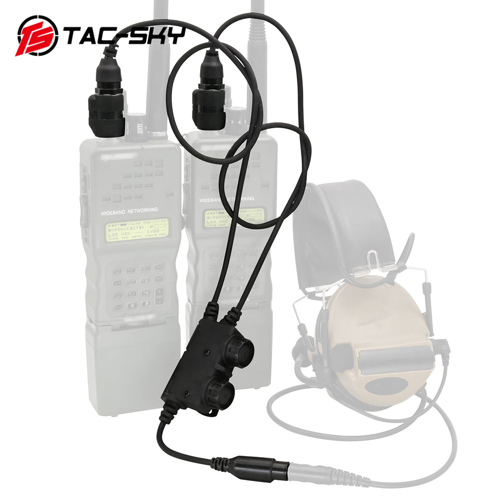 TS TAC-SKY Tactical Headsets Dual-Communication 6 Pin PTT Compatible with PRC 148/152 walkie-talkies