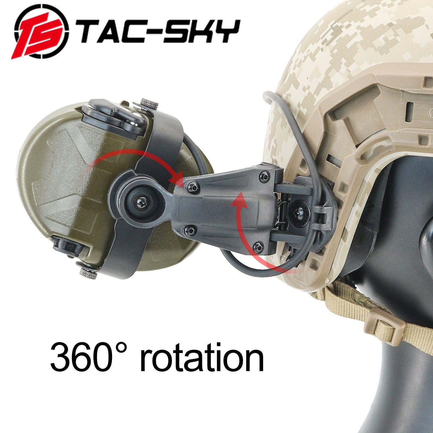 TS TAC-SKY ARC Rail Helmet Bracket Noise Canceling Tactical Headset TAC-L + U94 PTT