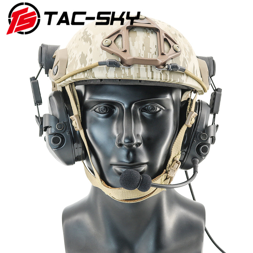 TS TAC-SKY ARC Rail Helmet Bracket Noise Canceling Tactical Headset TAC-L + V2 PTT