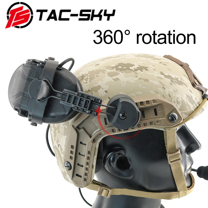 TS TAC-SKY ARC Rail Helmet Bracket Noise Canceling Tactical Headset TAC-L + V2 PTT
