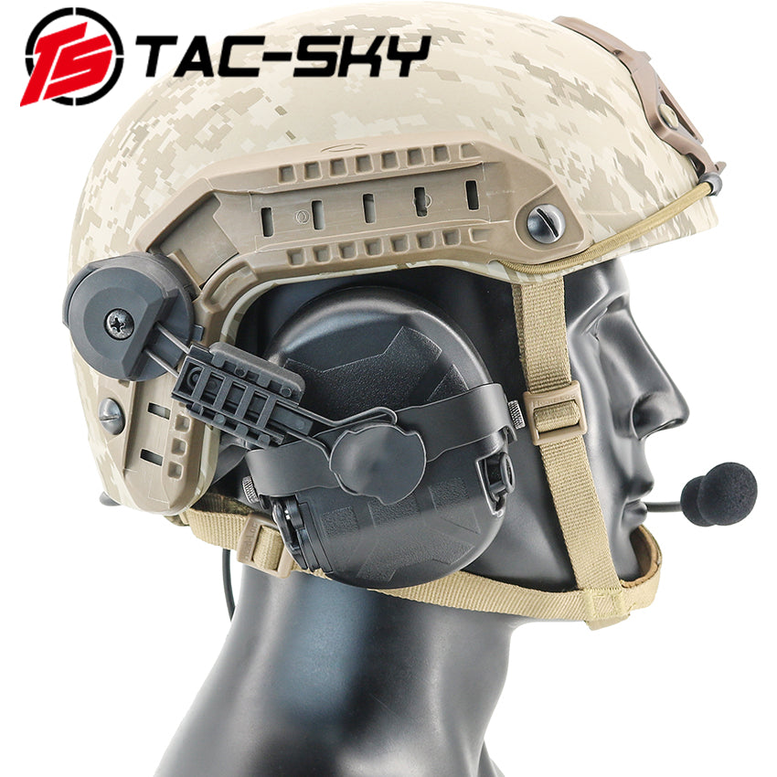 TS TAC-SKY ARC Rail Helmet Bracket Noise Canceling Tactical Headset TAC-L + V2 PTT