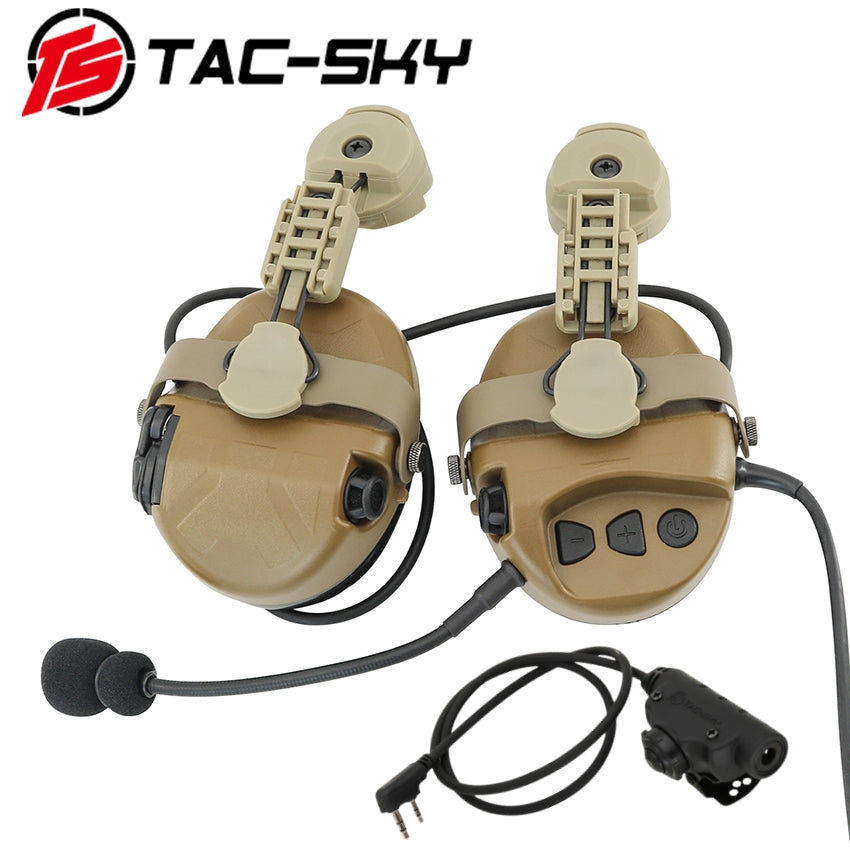 TS TAC-SKY ARC Rail Helmet Bracket Noise Canceling Tactical Headset TAC-L + V2 PTT