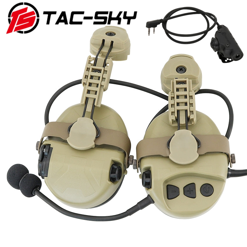 TS TAC-SKY ARC Rail Helmet Bracket Noise Canceling Tactical Headset TAC-L + V2 PTT