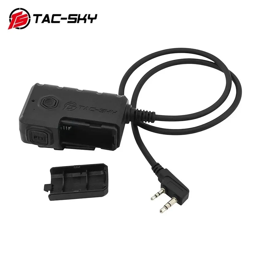 TAC-SKY Tactical Military Bluetooth PTT Adapter with Kenwood Plug for Comta Headsets and Baofeng Two-Way Radios