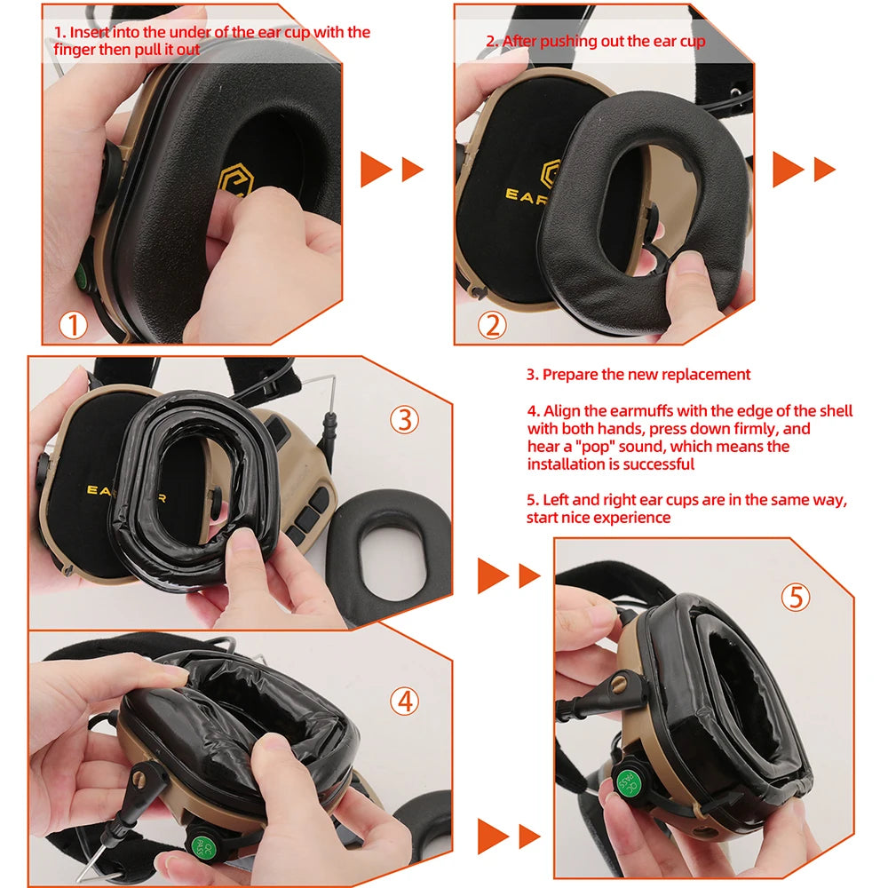 Tactical Gel ear pads Compatible with EARMOR M31/M32 Tactical Shooting Headphones and Noise-canceling Earmuffs