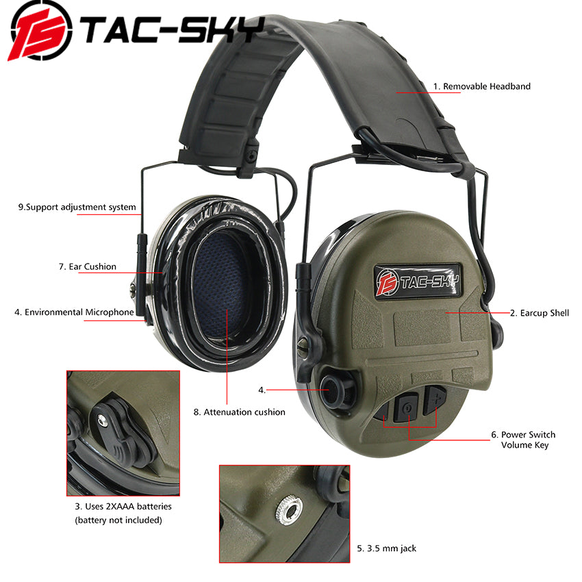 TS TAC-SKY Hearing Protection Noise Canceling Tactical Headset T200 IPSC Edition for Airsoft