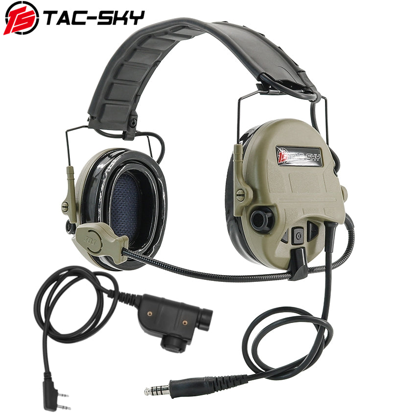 TS TAC-SKY Hearing Protection New Headband Electronic Tactical Headset T201 Active Noise Reduction Silicone Earmuffs Ear Pad + PTT