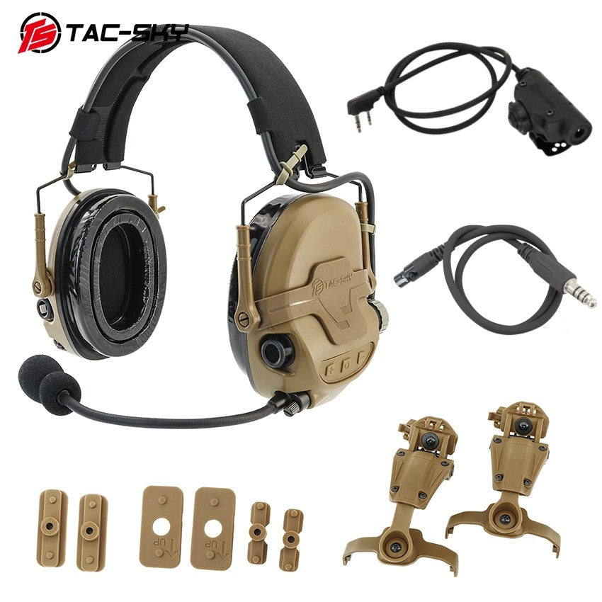 TAC-SKY T700-AMP Tactical Headset Silicone Headset Communication Noise Cancellation Combat Shooting Headset 2pin V2 PTT