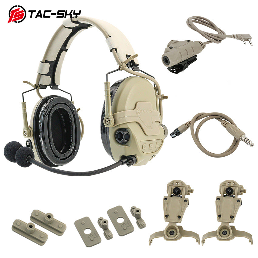 TAC-SKY T700-AMP Tactical Headset Silicone Headset Communication Noise Cancellation Combat Shooting Headset 2pin V2 PTT