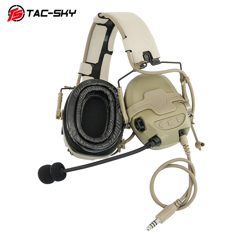 TAC-SKY T700-AMP Tactical Headset Silicone Headset Communication Noise Cancellation Combat Shooting Headset 2pin V2 PTT