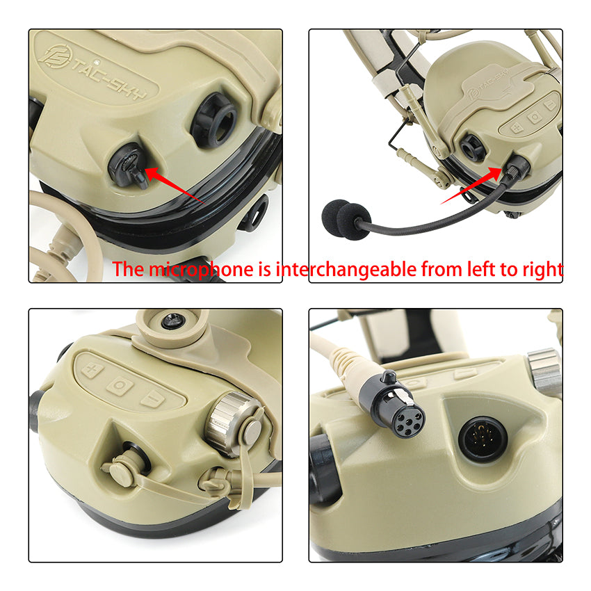 TAC-SKY T700-AMP Tactical Headset Silicone Headset Communication Noise Cancellation Combat Shooting Headset 2pin V2 PTT