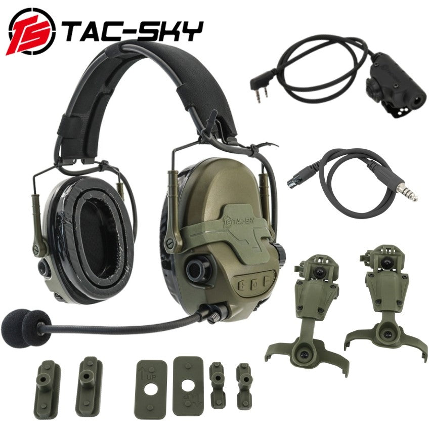 TAC-SKY T700-AMP Tactical Headset Silicone Headset Communication Noise Cancellation Combat Shooting Headset 2pin V2 PTT