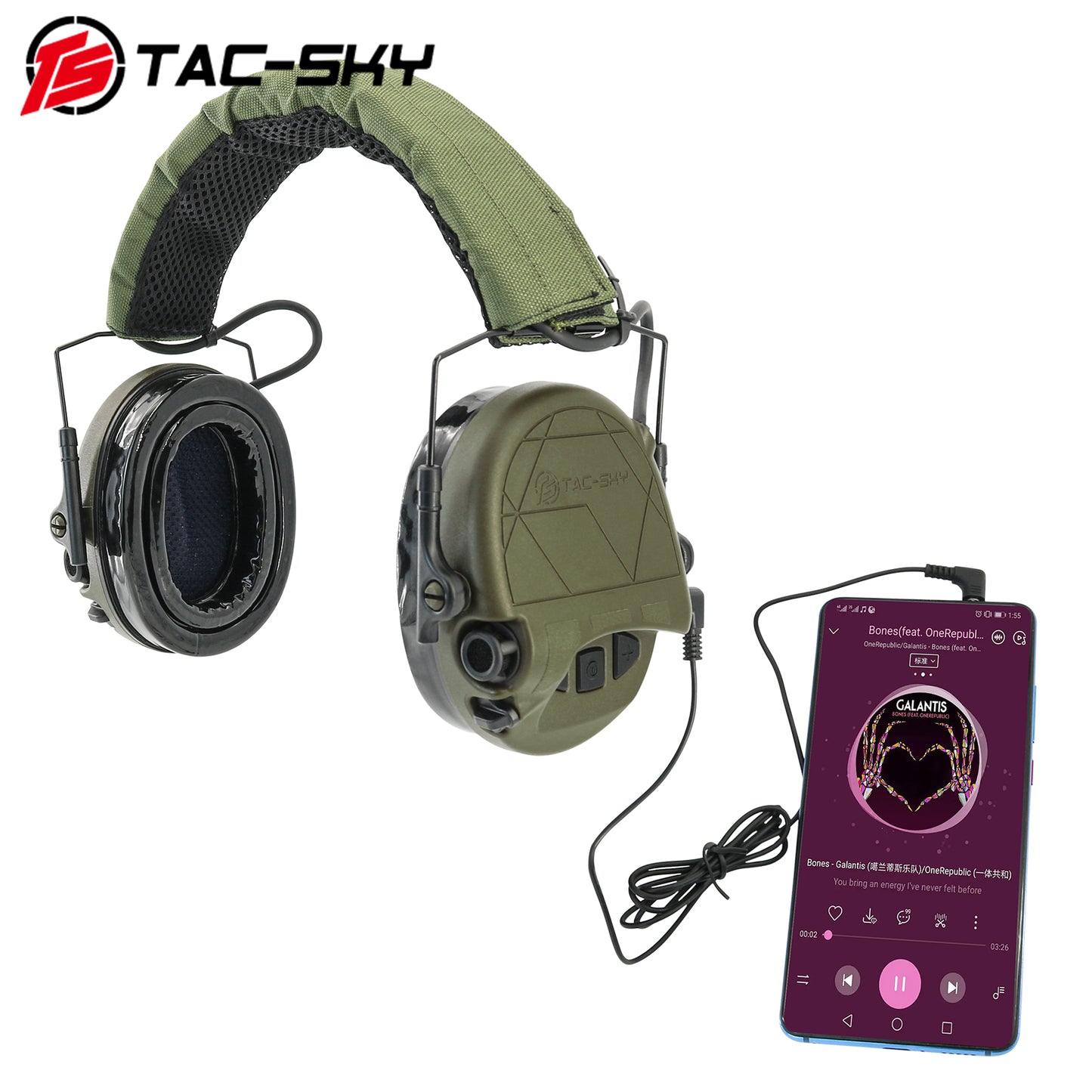 TS TAC-SKY TAC300 Electronic Shooting Tactical Headset Noise Canceling Hearing Protection