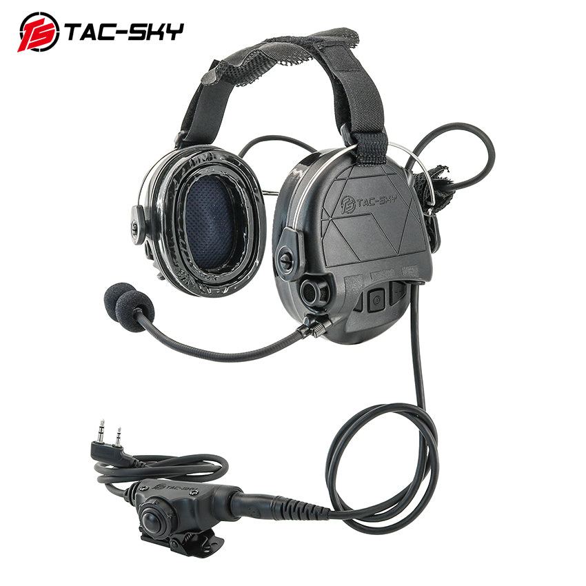 TS TAC-SKY Rear Headband Active Noise Reduction Hearing Protection T302 Tactical Headset + PTT